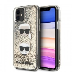 Karl Lagerfeld iPhone 11 Hülle Case Cover Liquid Glitter Karl & Choupette Gold