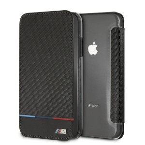 BMW iPhone Xr Book Case Carbon Tricolor Stripe M Power Black.