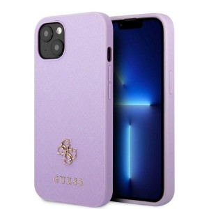Guess iPhone 13 mini Hülle Case Cover Saffiano Small Metal Logo Violett