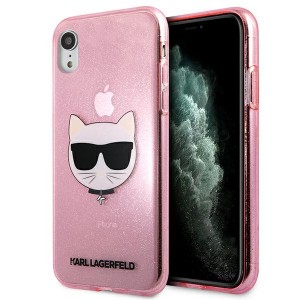 Karl Lagerfeld iPhone XR Hülle Case Cover Glitter Choupette Rosa