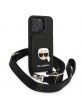 Karl Lagerfeld iPhone 13 Pro Case Saffiano Metal Head 3D Card Slot Black
