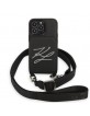 Karl Lagerfeld iPhone 13 Pro Case Saffiano Metal Autograph 3D Card Slot Black