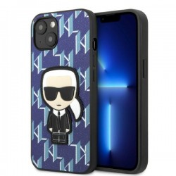 Karl Lagerfeld iPhone 13 min Case Cover Monogram Iconic Patch Blue