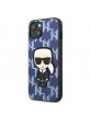 Karl Lagerfeld iPhone 13 min Case Cover Monogram Iconic Patch Blue