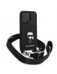 Karl Lagerfeld iPhone 13 Pro Max Case Saffiano Metal Ikonik 3D Card Slot Black