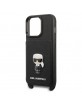 Karl Lagerfeld iPhone 13 Pro Max Case Saffiano Metal Ikonik 3D Card Slot Black