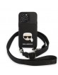 Karl Lagerfeld iPhone 13 Pro Max Case Saffiano Metal Head 3D Card Slot Black