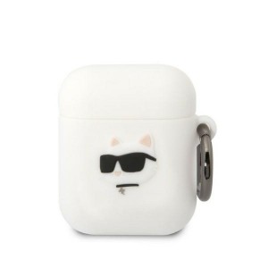 Karl Lagerfeld AirPods 1 / 2 Case Cover Silicone Choupette Head 3D White