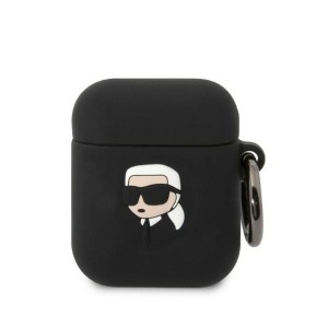 Karl Lagerfeld AirPods 1 / 2 Case Cover Silicone Karl Head 3D Black