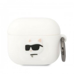 Karl Lagerfeld AirPods 3 Hülle Case Cover Silikon Choupette Head 3D Weiß
