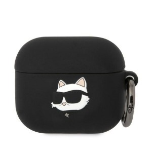 Karl Lagerfeld AirPods 3 Hülle Case Cover Silikon Choupette Head 3D Schwarz