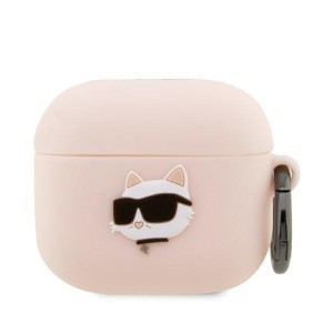 Karl Lagerfeld AirPods 3 Hülle Case Cover Silikon Choupette Head 3D Rosa Pink