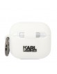Karl Lagerfeld AirPods 3 Hülle Case Cover Silikon Karl Head 3D Weiß