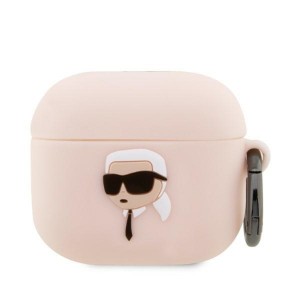 Karl Lagerfeld AirPods 3 Case Cover Silicone Karl Head 3D Pink