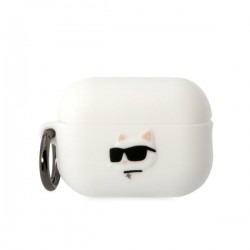 Karl Lagerfeld AirPods Pro 2 Case Cover Silicone Choupette Head 3D White