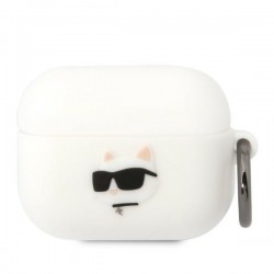 Karl Lagerfeld AirPods Pro Hülle Case Cover Silikon Choupette Head 3D Weiß