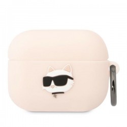 Karl Lagerfeld AirPods Pro Hülle Case Cover Silikon Choupette Head 3D Rosa Pink
