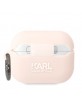Karl Lagerfeld AirPods Pro Hülle Case Cover Silikon Choupette Head 3D Rosa Pink