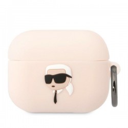 Karl Lagerfeld AirPods Pro Hülle Case Cover Silikon Karl Head 3D Rosa Pink
