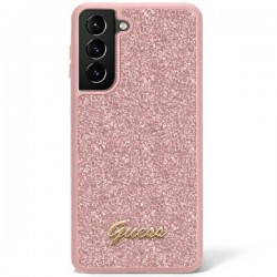 Guess Samsung S23 Ultra Hülle Case Cover Glitter Script Rosa Pink