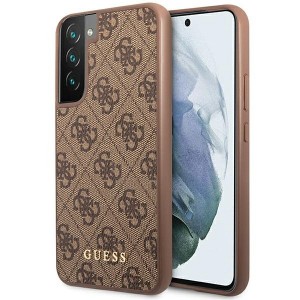 Guess Samsung S23 Case Cover 4G Metal Logo Brown
