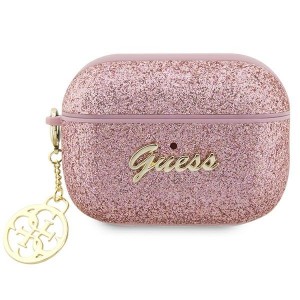 Guess AirPods Pro 2 Hülle Case Glitter Flake 4G Charm Rosa Pink