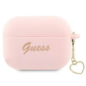 Guess AirPods Pro 2 Hülle Case Silikon Charm Herz Rosa Pink