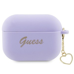 Guess AirPods Pro 2 Hülle Case Silikon Charm Herz Violett