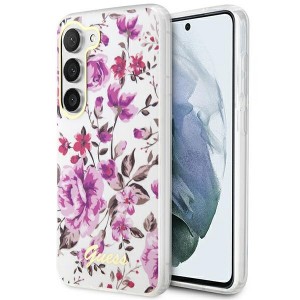 Guess Samsung S23 Hülle Case Cover Flower Kollektion Weiß