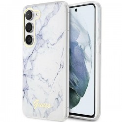 GUESS Samsung S23 Case Cover Marble Collection White