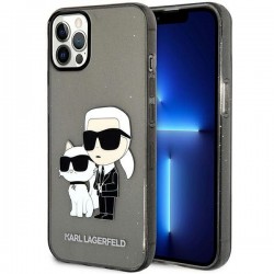 Karl Lagerfeld iPhone 12 /12 Pro Hülle Case Karl Choupette Gliter Schwarz
