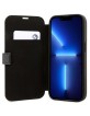 BMW iPhone 14 Pro Max Book Case Real Leather Stamp Lines Black