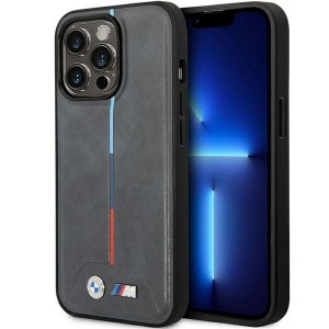 BMW iPhone 14 Pro Case Cover M Power Tricolor Grey