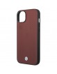 BMW iPhone 14 Case Cover Diamond Pattern Real Leather Red
