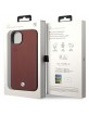 BMW iPhone 14 Case Cover Diamond Pattern Real Leather Red