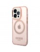 Guess iPhone 14 Pro Max MagSafe Hülle Case Cover Rosa Translucent