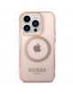 Guess iPhone 14 Pro Max MagSafe Hülle Case Cover Rosa Translucent