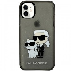 Karl Lagerfeld iPhone 11 Hülle Case Karl Choupette Gliter Schwarz