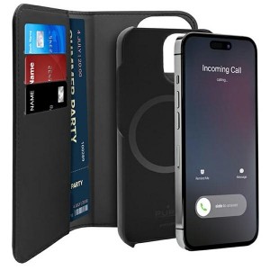 Puro iPhone 14 Pro Max 2in1 MagSafe Wallet Book Case + Cover Black