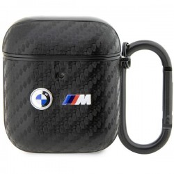 BMW AirPods 1 / 2 Case Cover Carbon Double Metal Logo Black