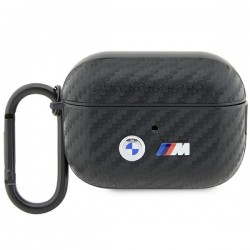BMW AirPods Pro 2 Case Cover Carbon Double Metal Logo Black