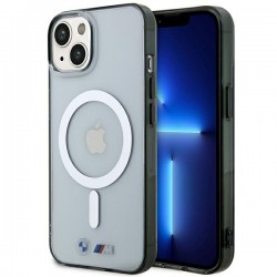 BMW iPhone 14 Case Cover Silver Ring MagSafe Transparent