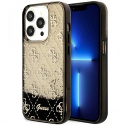 Guess iPhone 14 Pro Hülle Case Liquid Glitter Transculent 4G Schwarz