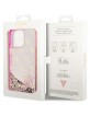 Guess iPhone 14 Pro Case Cover Liquid Glitter Transculent 4G Pink
