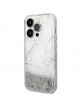 Guess iPhone 14 Pro Hülle Case Liquid Glitter Marmor Weiß