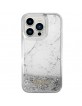 Guess iPhone 14 Pro Hülle Case Liquid Glitter Marmor Weiß