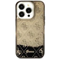 Guess iPhone 14 / 15 / 13 Case Cover Liquid Glitter Transculent 4G Black
