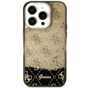Guess iPhone 14 Case Cover Liquid Glitter Transculent 4G Black