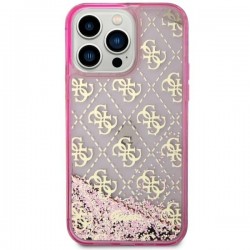 Guess iPhone 14 / 15 / 13 Case Cover Liquid Glitter Transculent 4G Pink