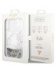 Guess iPhone 14 Pro Max Hülle Case Liquid Glitter Marmor Weiß